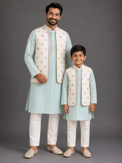 Heart Print attached Kurta Set