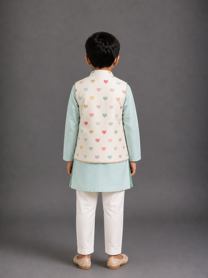 Heart Print attached Kurta Set