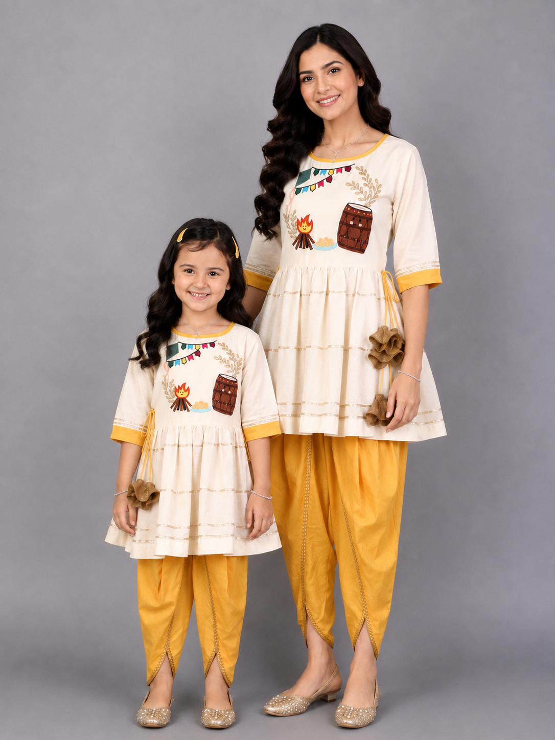 Offwhite Lohri Embroidery  Angrakha dhoti set