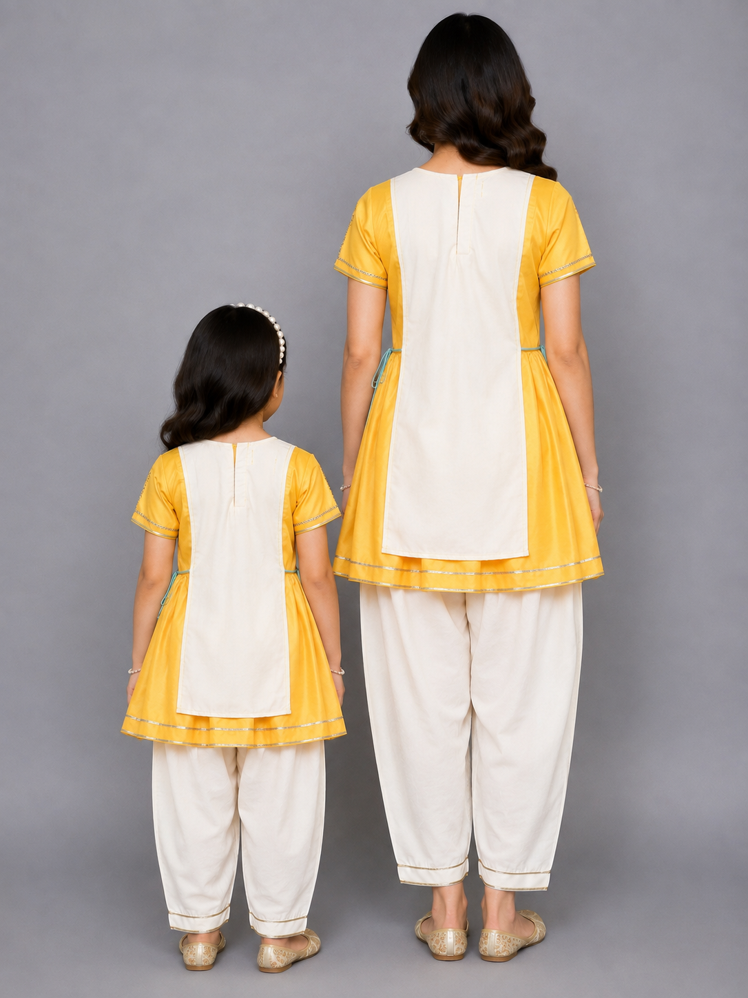 Kite embroidered Yellow white frock Pyjama set