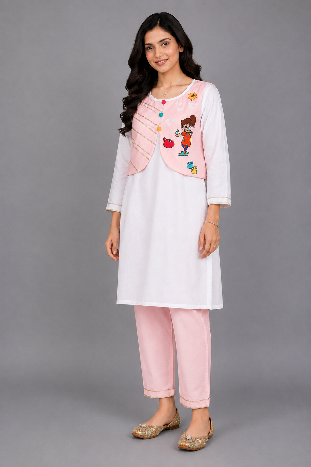 Holi Hai Girl Embroidered  Kurta Pyjama set