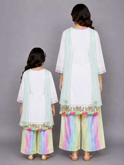 Happy Holi kids Printed high low Kurta Pyjama set