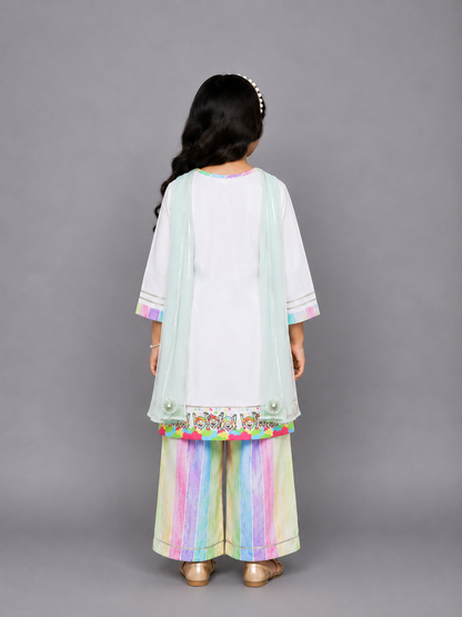 Happy Holi kids Printed high low Kurta Pyjama set