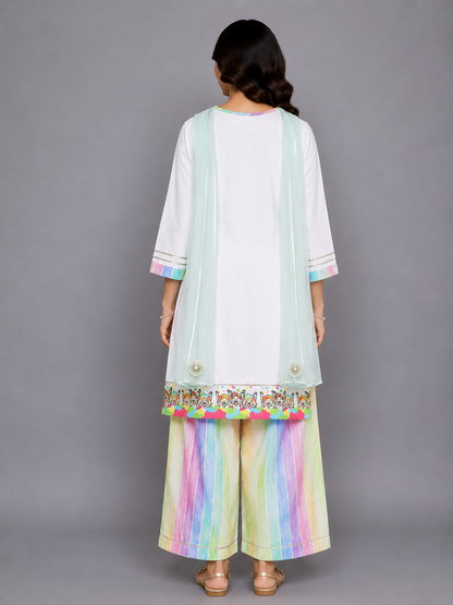 Happy Holi kids Printed high low Kurta Pyjama set