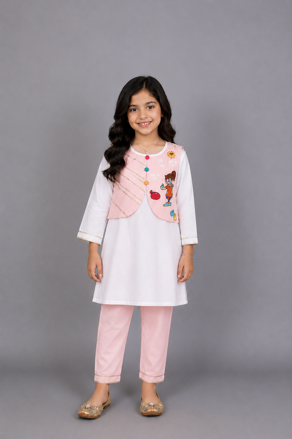 Holi Hai Girl Embroidered  Kurta Pyjama set