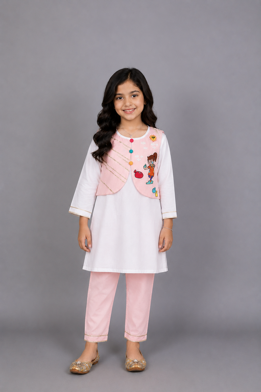 Holi Hai Girl Embroidered  Kurta Pyjama set