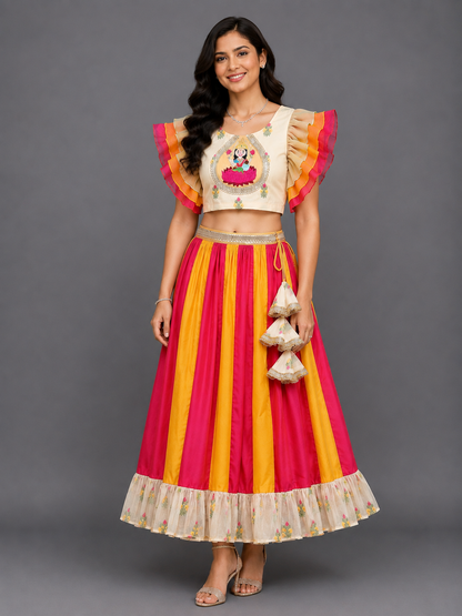 Laxmi Goddess Embroidered lehnga set