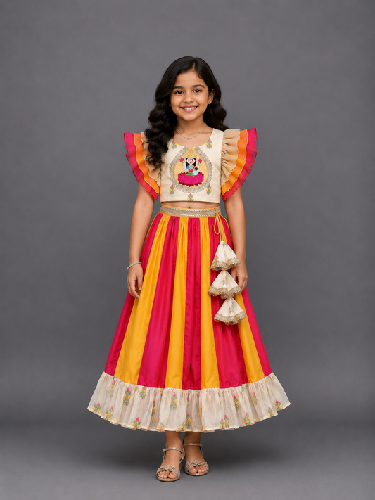 Laxmi Goddess Embroidered lehnga set