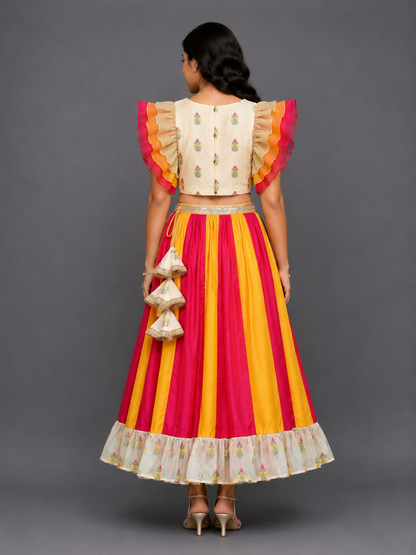 Laxmi Goddess Embroidered lehnga set