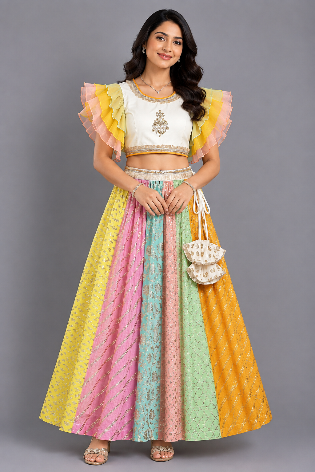 Pastel Multi colors lehnga set