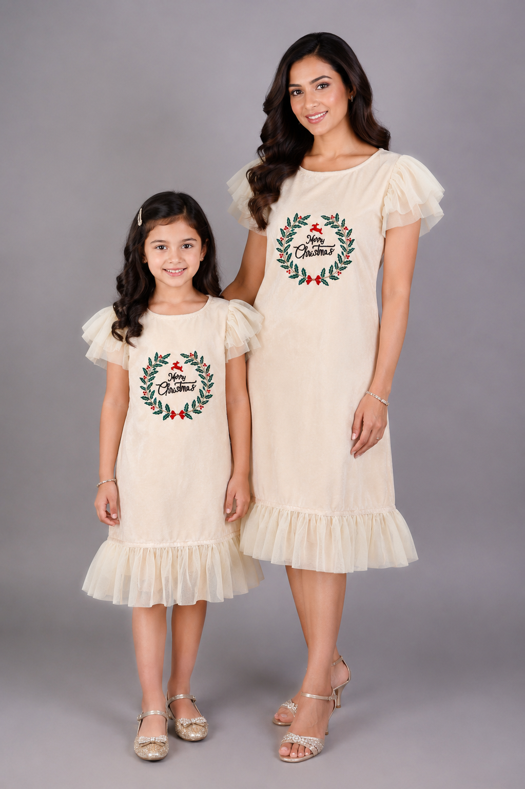 Off White  Velvet Merry Christmas  Dress