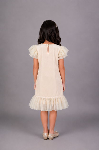 Off White  Velvet Merry Christmas  Dress