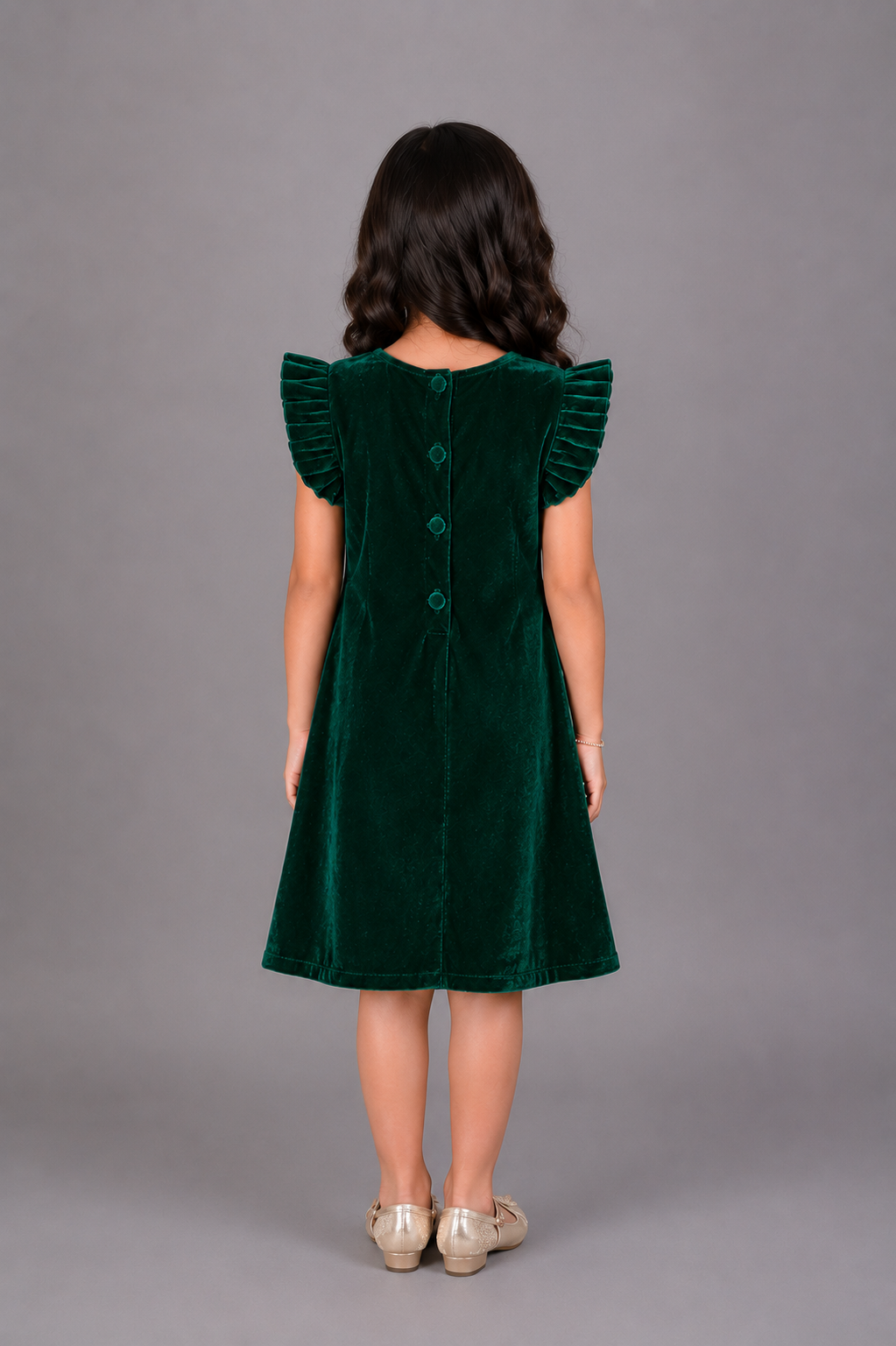 Green Velvet Christmas Reindeer  Dress