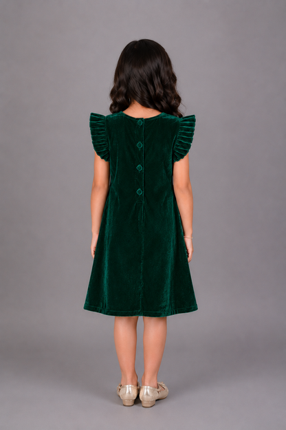 Green Velvet Christmas Reindeer  Dress