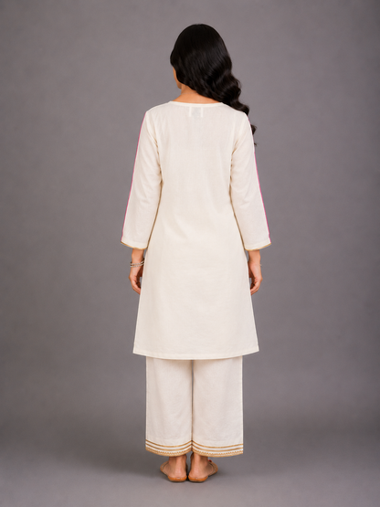 Colorful Holi Hands Embroidered Kurta Pyjama