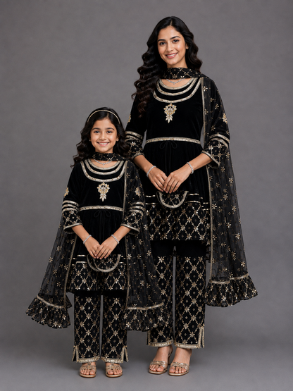 Black Color Anarkali set with dupatta