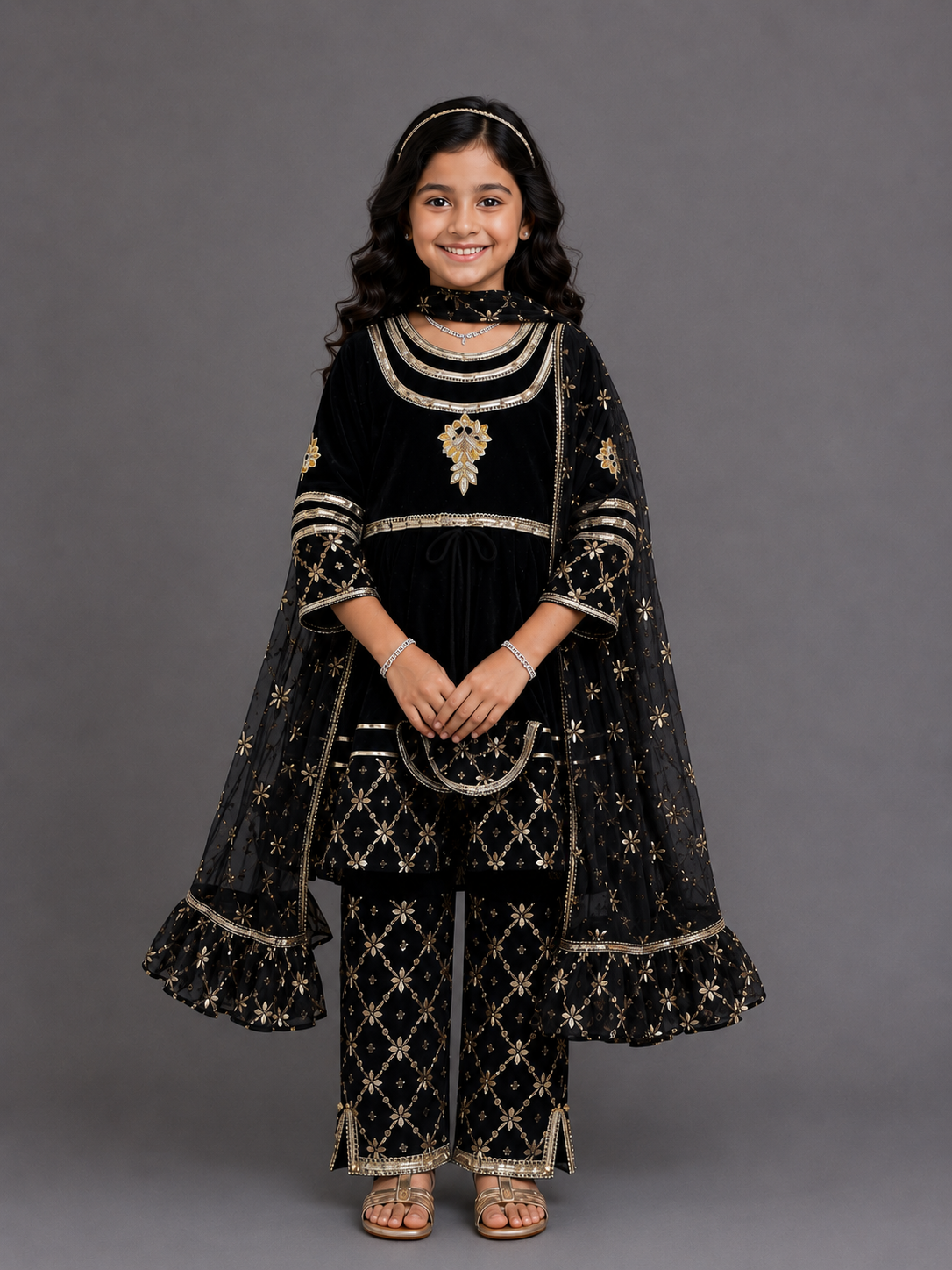 Black Color Anarkali set with dupatta