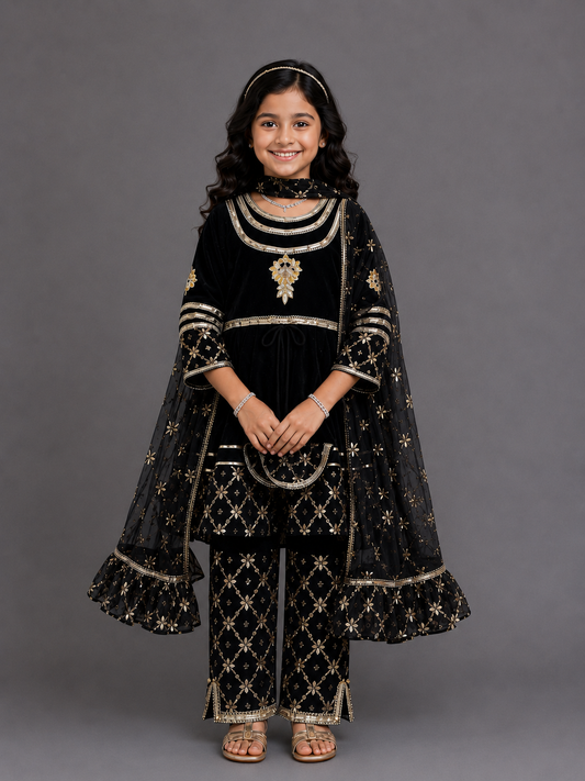 Black Color Anarkali set with dupatta