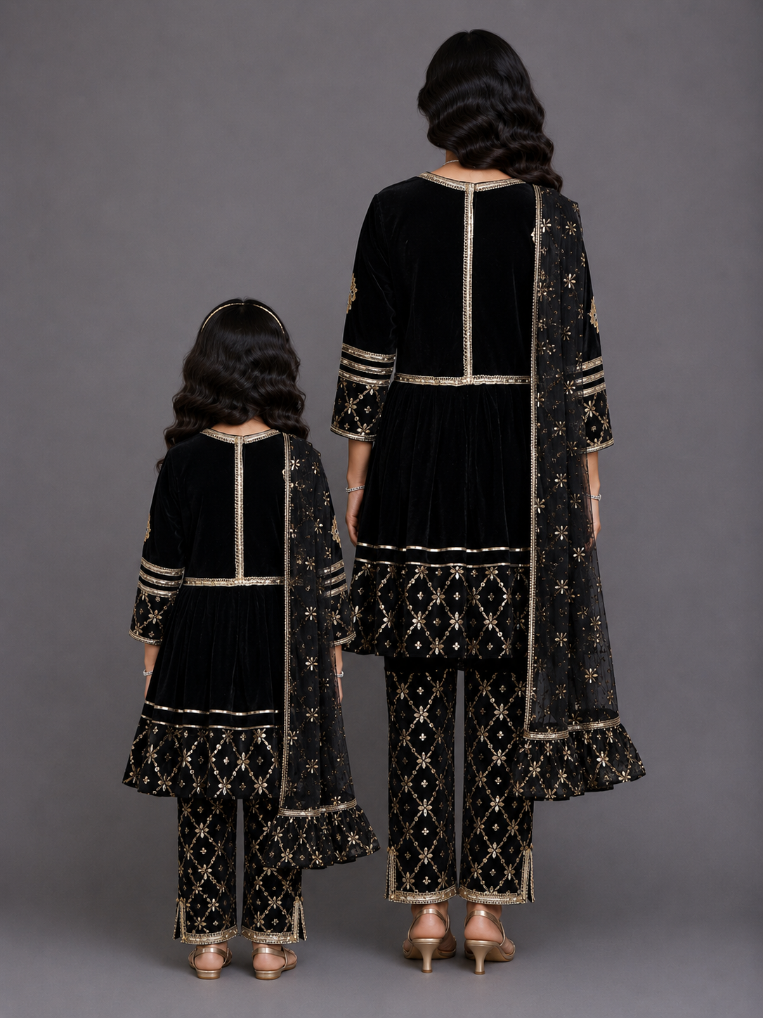 Black Color Anarkali set with dupatta