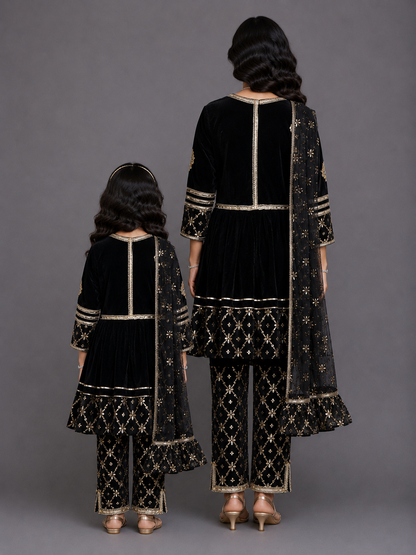 Black Color Anarkali set with dupatta