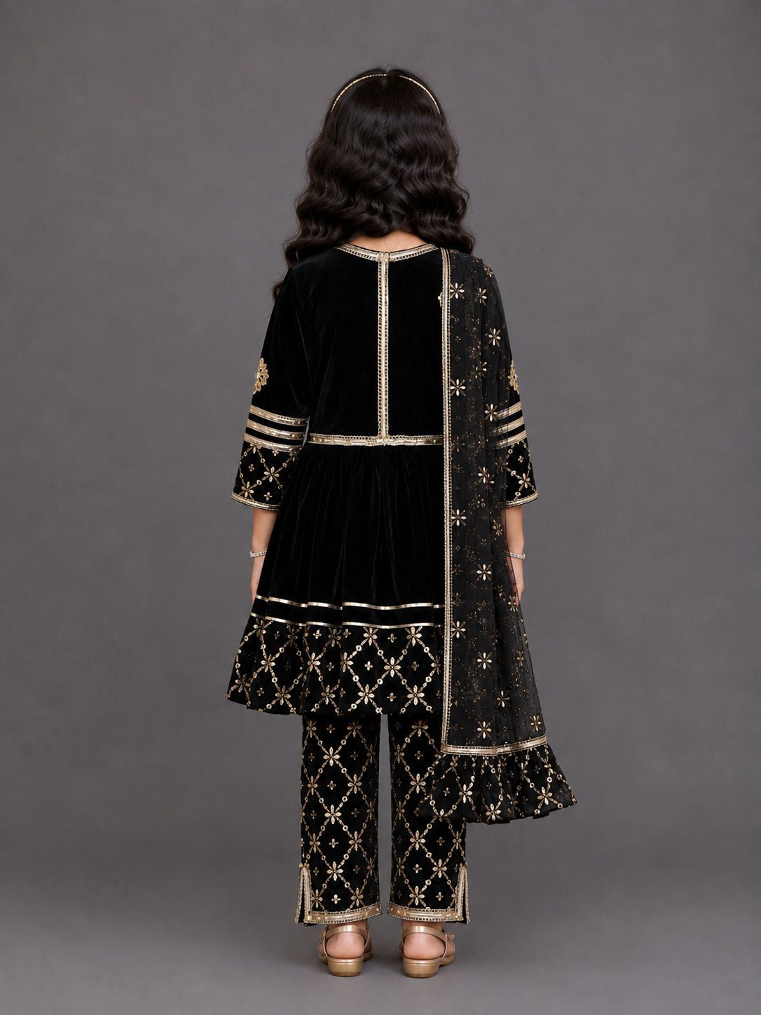 Black Color Anarkali set with dupatta