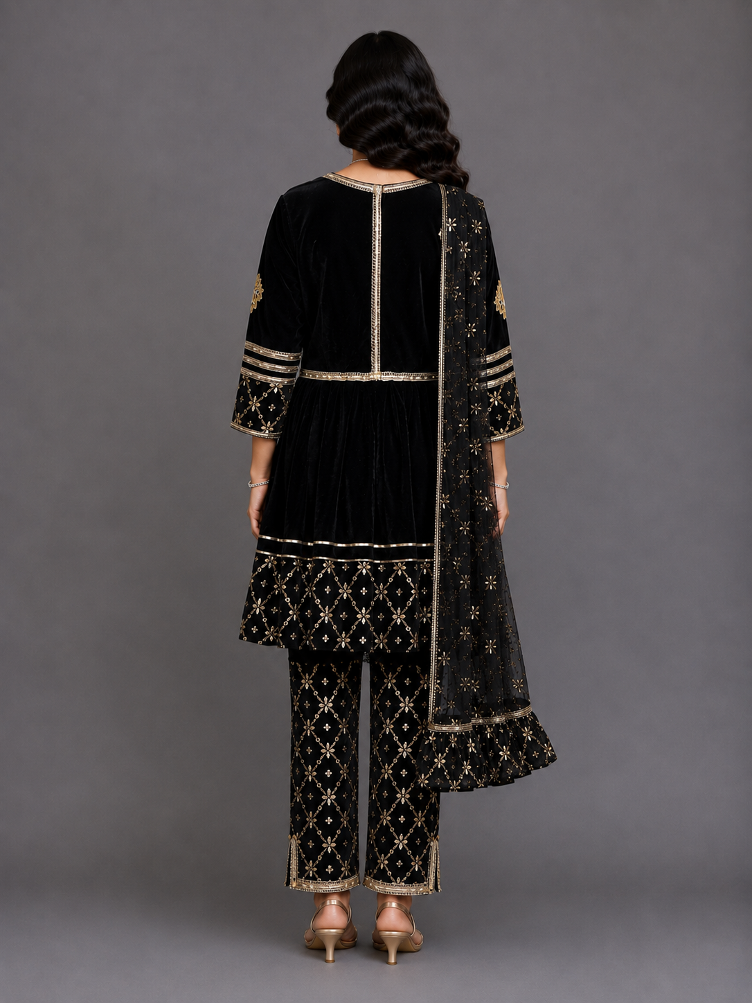 Black Color Anarkali set with dupatta