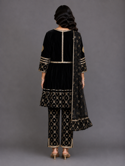 Black Color Anarkali set with dupatta