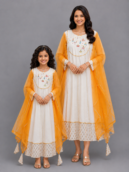 Colorful Diwali elements embroidered Cape Anarkali