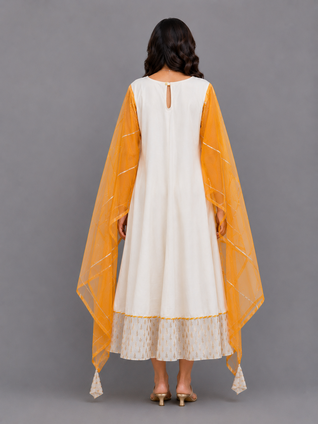 Colorful Diwali elements embroidered Cape Anarkali