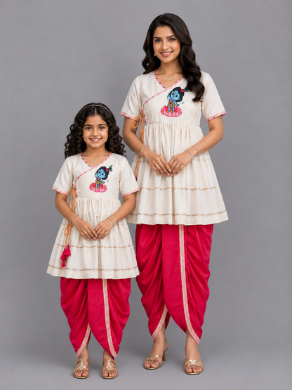 Krishna embroidered Kurta Dhoti