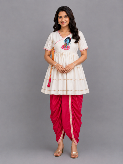 Krishna embroidered Kurta Dhoti