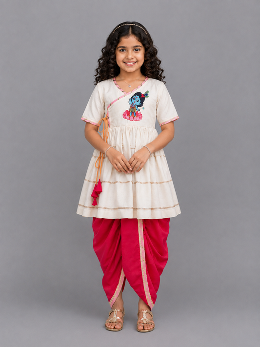 Krishna embroidered Kurta Dhoti