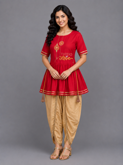 Thread of Love peplum kurta with Dhoti set