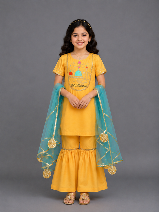Eid Mubarak Kurta With Sharara set