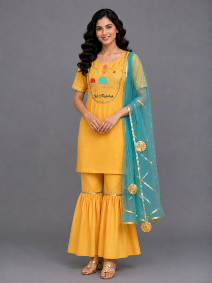Eid Mubarak Kurta With Sharara set