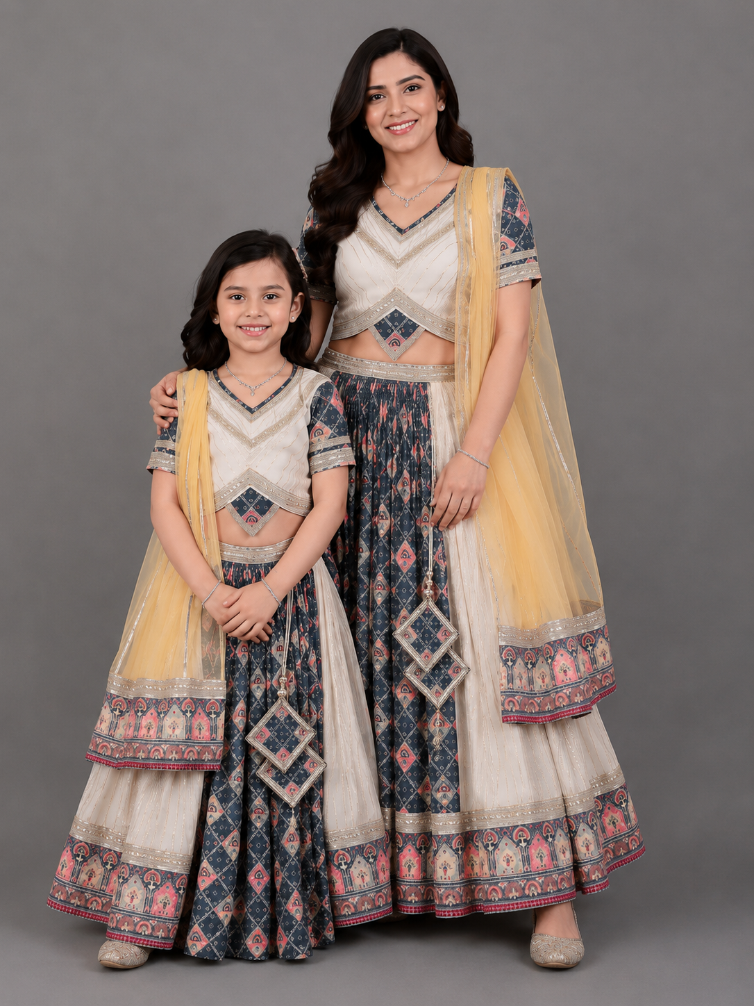 Diamond Print Lehnga Set dupatta