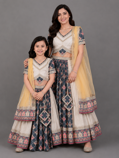 Diamond Print Lehnga Set dupatta