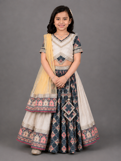 Diamond Print Lehnga Set dupatta