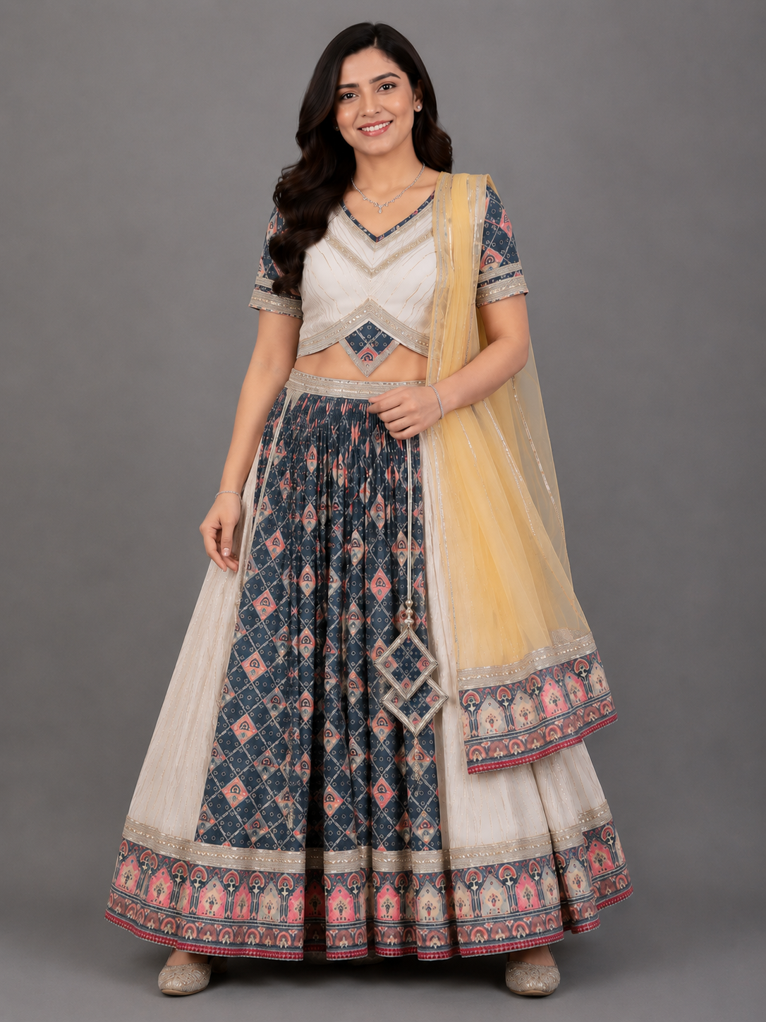 Diamond Print Lehnga Set dupatta