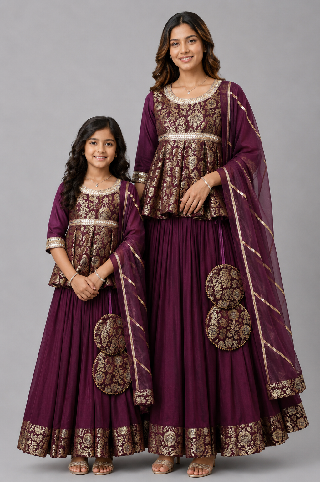 Purple  Brocade Lehnga  set with dupatta set