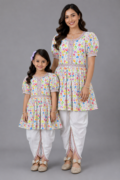 Multicolor hands holi Kurta Dhoti set