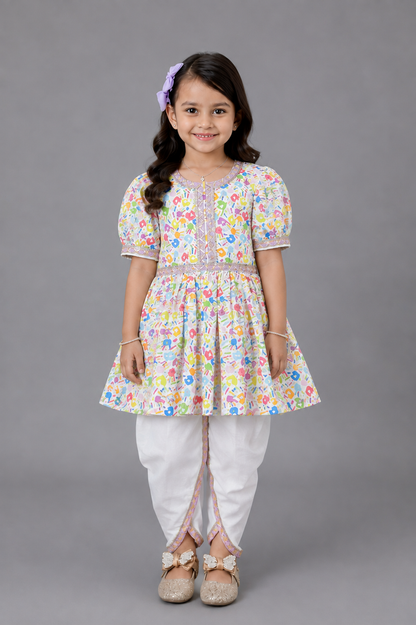 Multicolor hands holi Kurta Dhoti set
