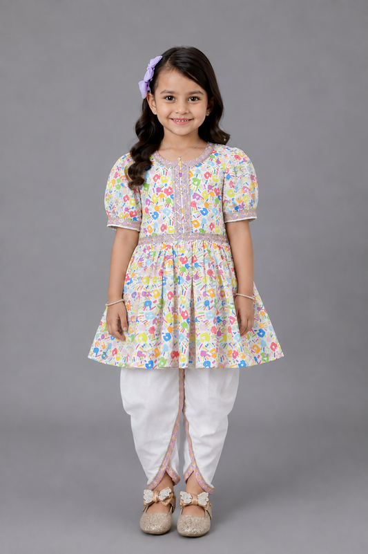 Multicolor hands holi Kurta Dhoti set