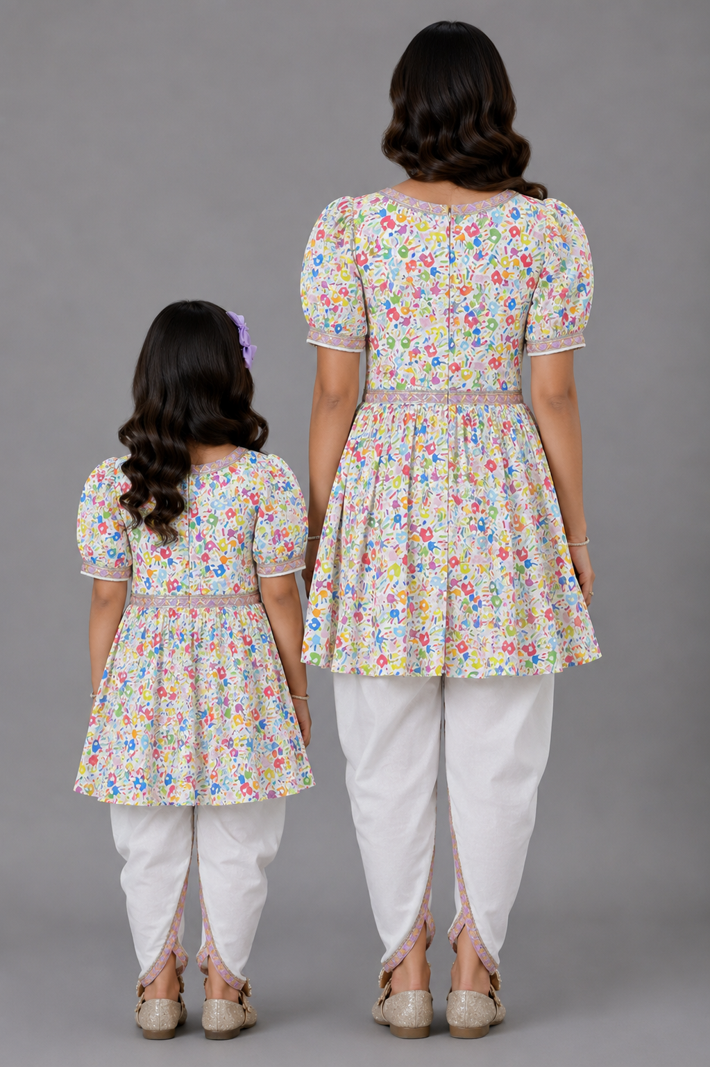 Multicolor hands holi Kurta Dhoti set