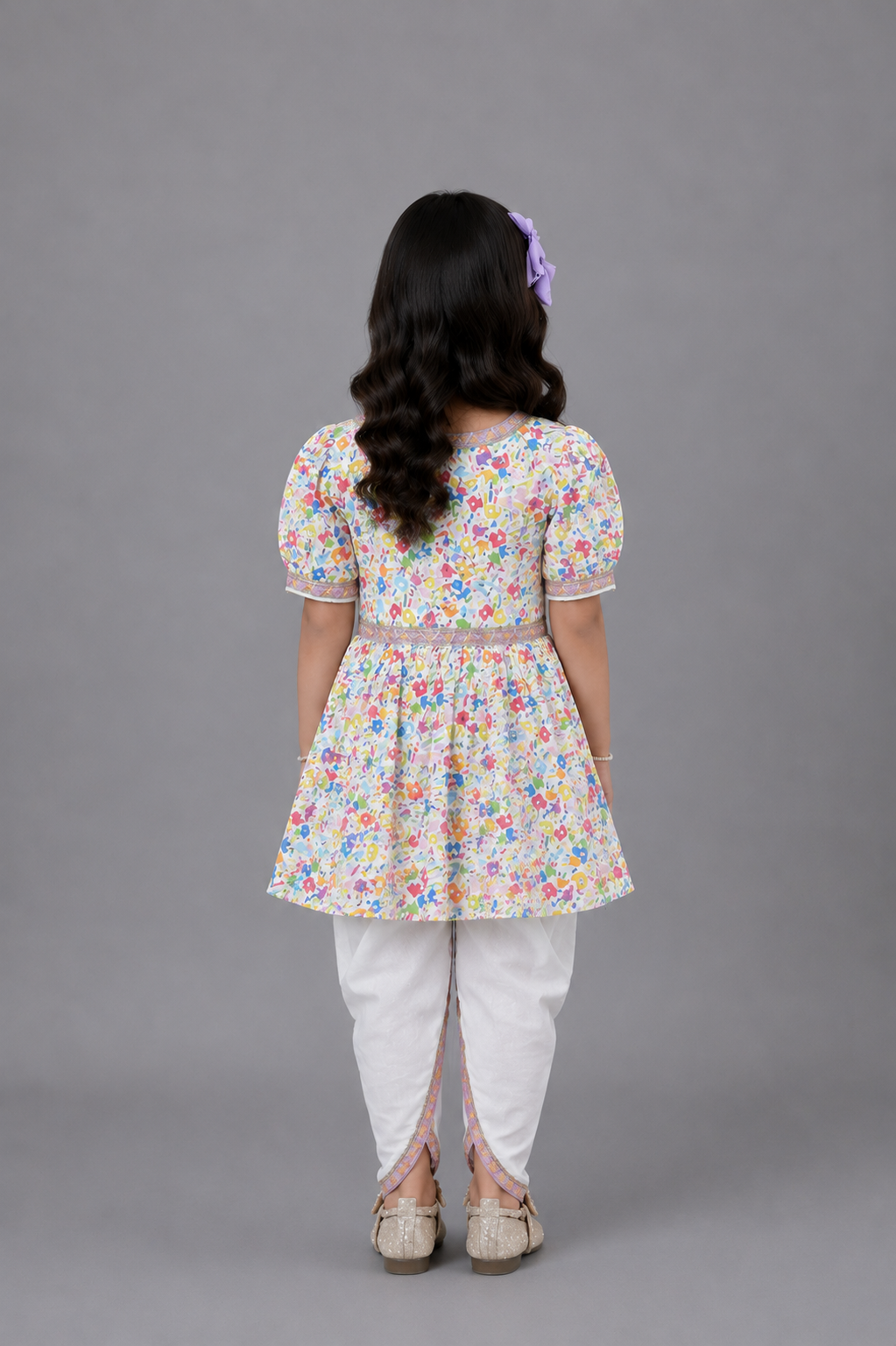 Multicolor hands holi Kurta Dhoti set