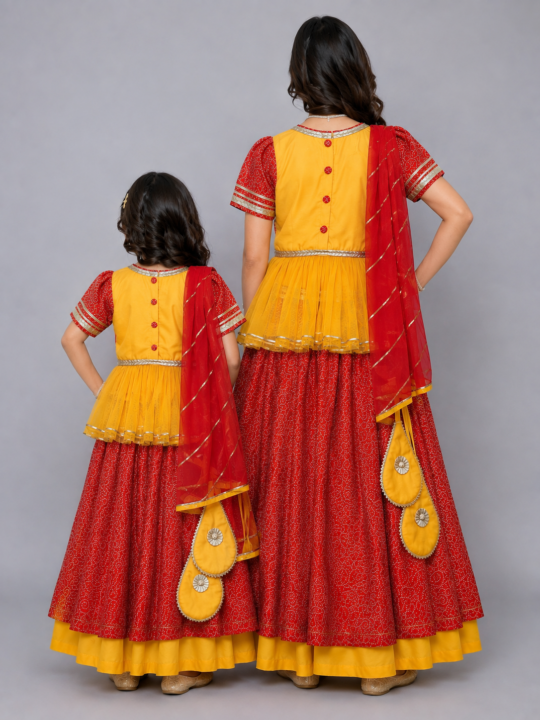 Orange Yellow Peplum Blouse Lehnga Set