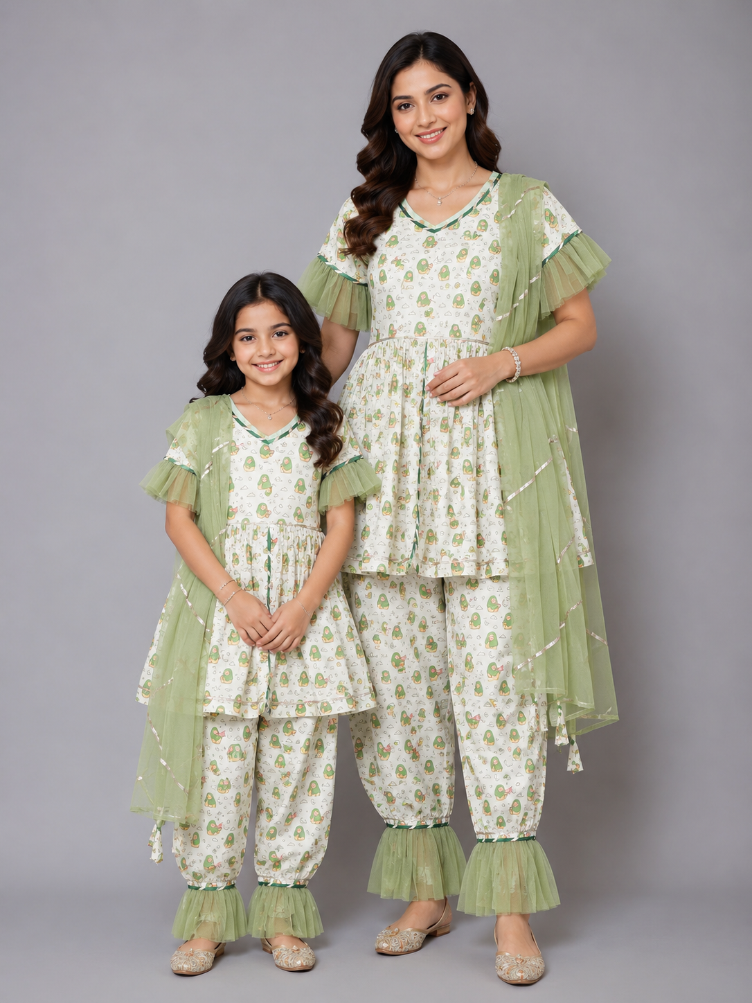 Eid Printed Kurta set with Attached Dupatta