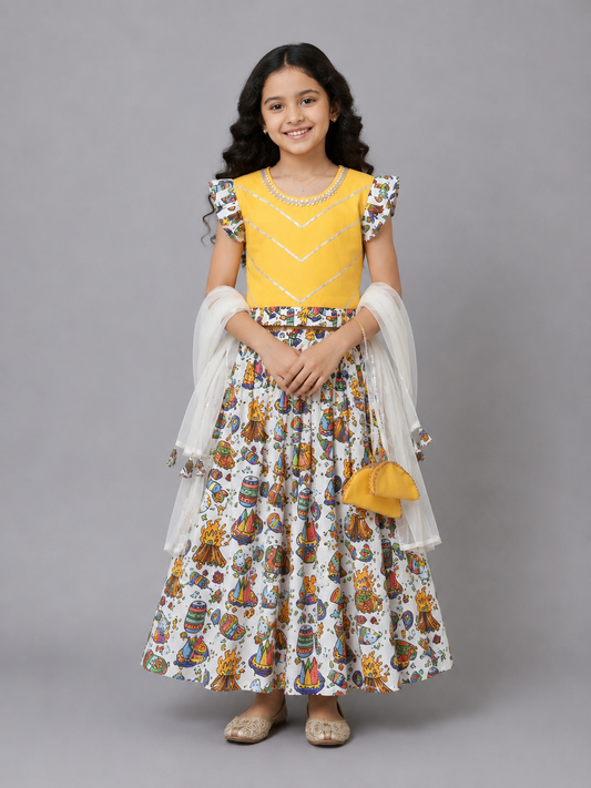 Lohri printed Cotton Lehnga set