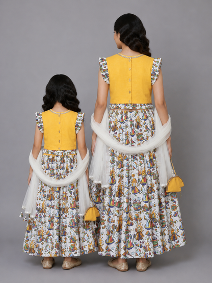 Lohri printed Cotton Lehnga set