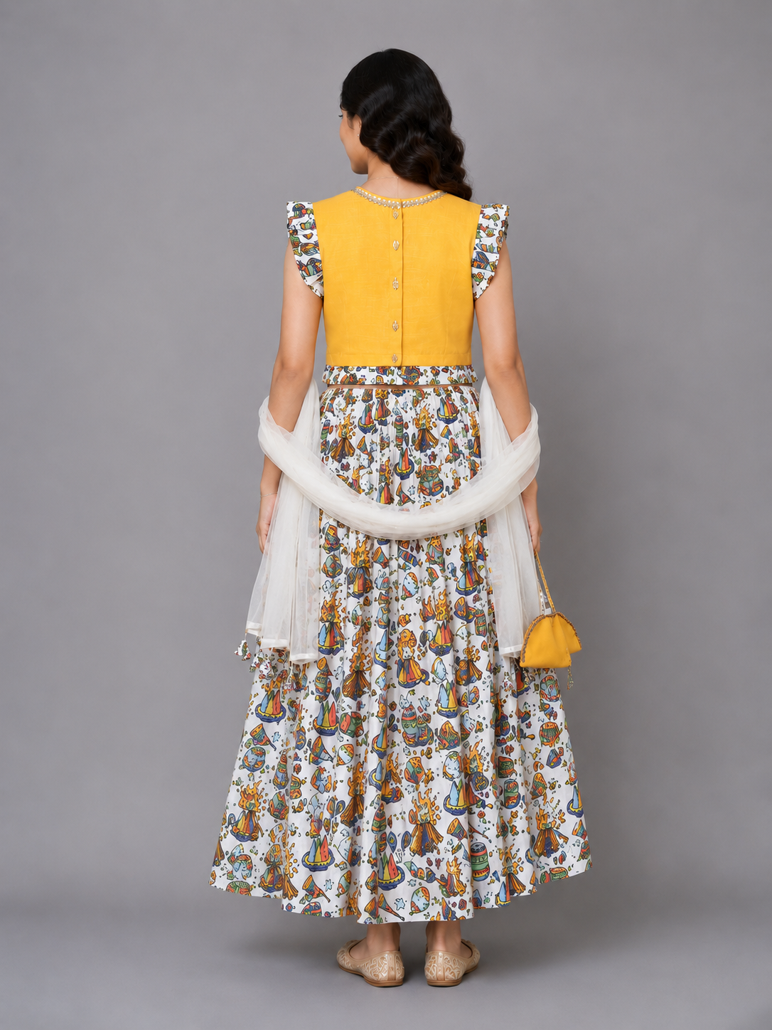 Lohri printed Cotton Lehnga set